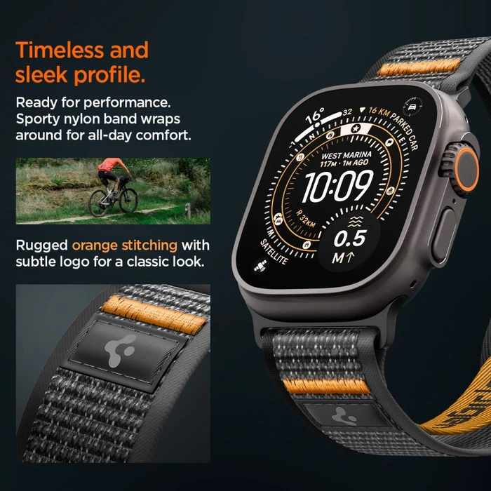 Spigen Athlex Air 2 Apple Watch 8 / 9 / 10 / 11 / SE / Ultra 44 / 45 / 46 / 49mm Active Black / Orange