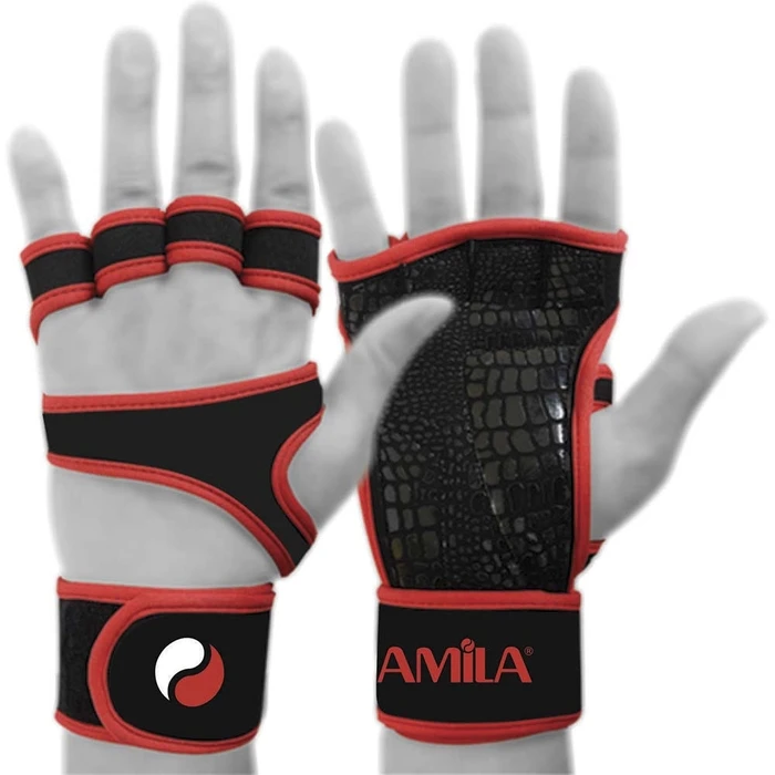 Γάντια Ασκήσεων AMILA XXL - Νεοπρένιο με Velcro (Μαύρο/Κόκκινο) 🧤
