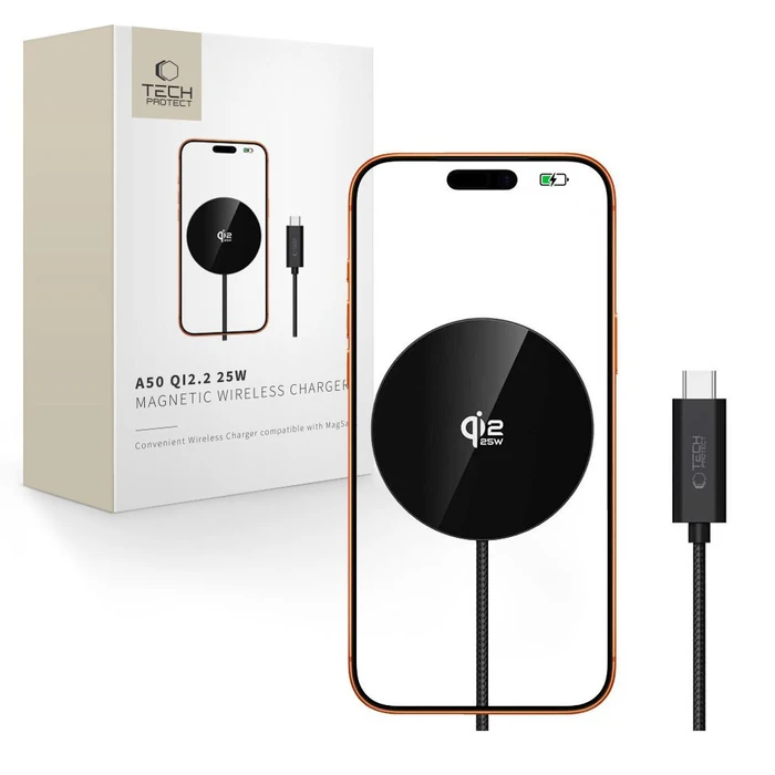 Tech-Protect A50 Magnetic MagSafe Wireless Charger 25W Qi2.2 Black