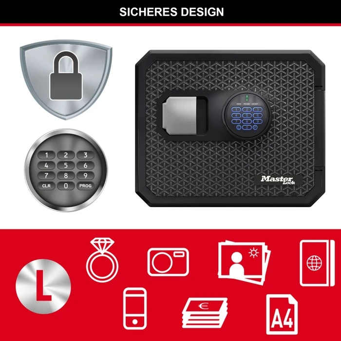 Master Lock Fire/Water Resistant Security Safe with Digital PIN Lock FPW082FTC 35x42x42 cm 25 kg
