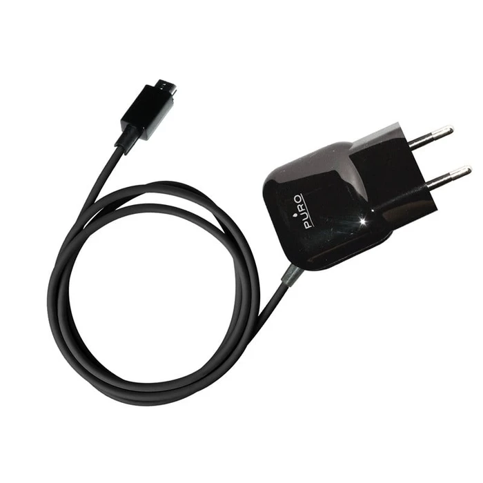 PURO Mini Travel Charger with a cable Micro USB (black)