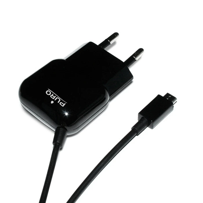PURO Mini Travel Charger with a cable Micro USB (black)