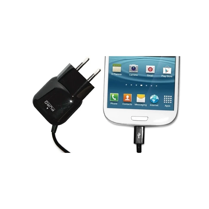 PURO Mini Travel Charger with a cable Micro USB (black)