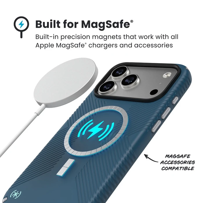 Speck Presidio2 Grip MagSafe Apple iPhone 17 Pro Max (Deep Sea/Silver Metallic)
