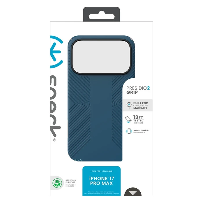Speck Presidio2 Grip MagSafe Apple iPhone 17 Pro Max (Deep Sea/Silver Metallic)