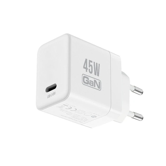 Crong Ultra Compact Wall Charger GaN USB-C 45W PD 3.0 z PPS (white)