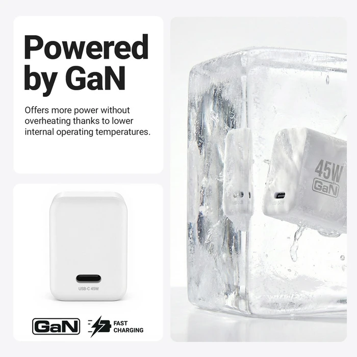 Crong Ultra Compact Wall Charger GaN USB-C 45W PD 3.0 z PPS (white)