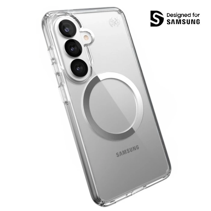 Speck Presidio Perfect-Clear Magnet MagSafe Samsung Galaxy S26 (Clear/Clear/Silver)