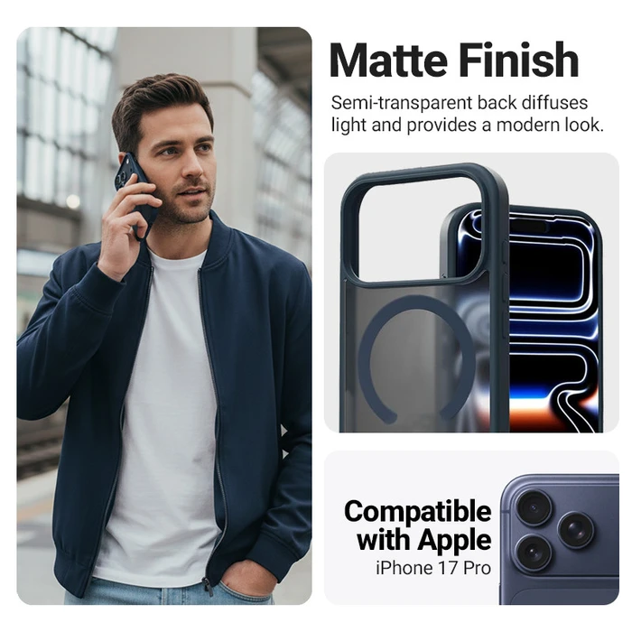 Crong Hybrid Matte Magnetic MagSafe Apple iPhone 17 Pro (navy blue)