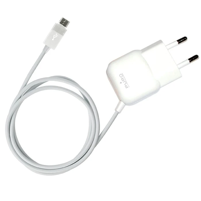 PURO Mini Travel Charger with a cable Micro USB (white)