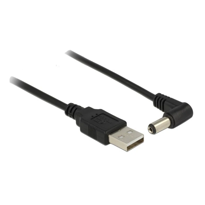 Καλώδιο USB Delock σε DC 5.5 x 2.1mm 83578, γωνιακό, 1.5m, μαύρο