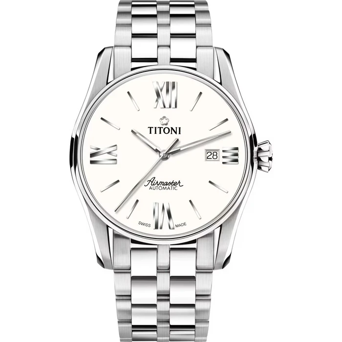 Ανδρικό Ρολόι Titoni 83908S-619 (40mm) Μεταλλικό Μπρασελέ Ασημί