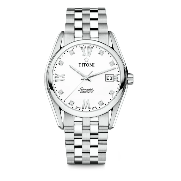 Ανδρικό Ρολόι Titoni 83909S-063 (38,5mm) Μεταλλικό Μπρασελέ Ασημί