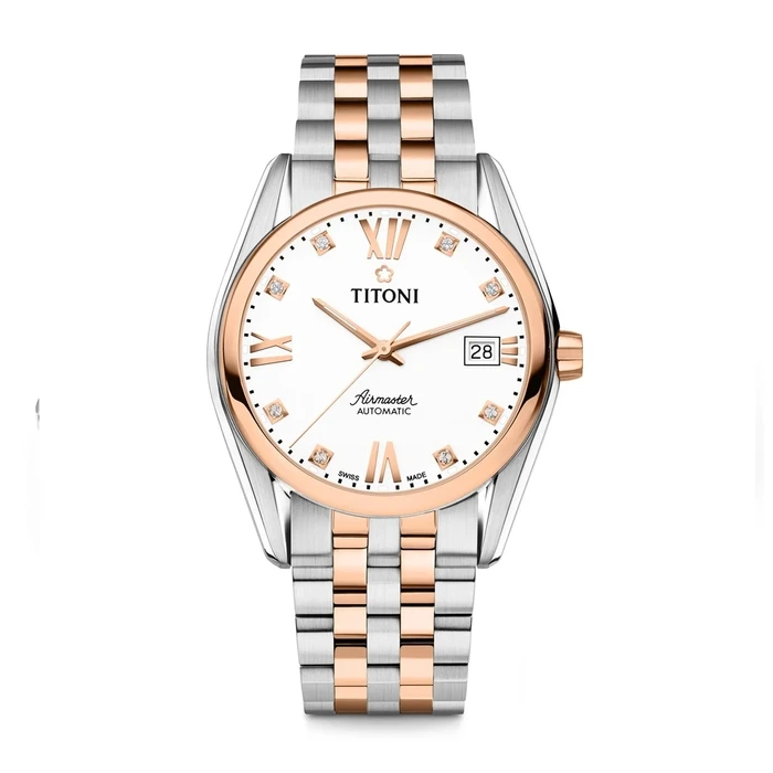 Ανδρικό Ρολόι Titoni 83909Srg-063 (38,5mm) Μεταλλικό Μπρασελέ Ασημί