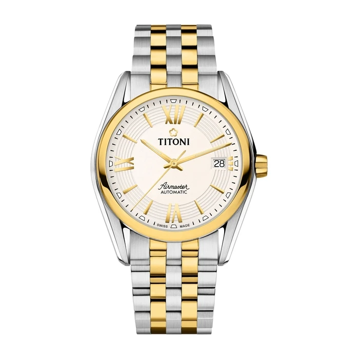 Ανδρικό Ρολόι Titoni 83909Sy-342 (38,5mm) Μεταλλικό Μπρασελέ Ασημί