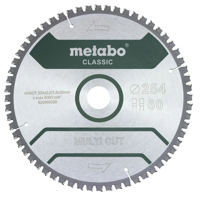 Metabo MultiCutClassic δίσκος κοπής 254x30 mm, 60 δόντια, HW/CT, FZ/TZ (πακέτο 5 τεμ.)
