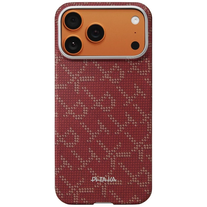PITAKA Ultra-Slim Monogram MagSafe Apple iPhone 17 Pro red gold