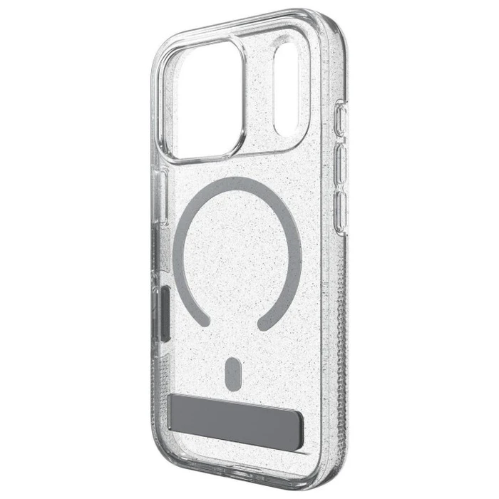ZAGG Milan Snap Back Cover with Kickstand for iPhone 18 Pro / 17 Pro — Silver Glitter