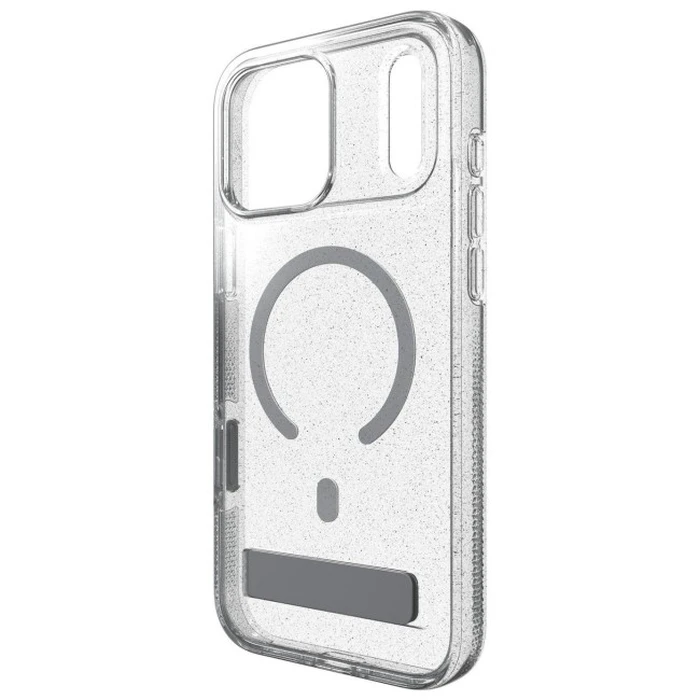 ZAGG Milan Snap Back Cover with Kickstand for iPhone 18 Pro Max / 17 Pro Max — Silver Glitter