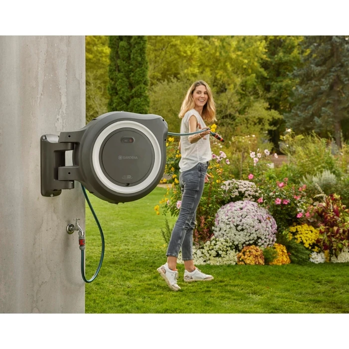 Gardena PowerRoll XXL Αυτόματη Ανέμη Ποτίσματος Τοίχου με Λάστιχο 40 m (18647-55)