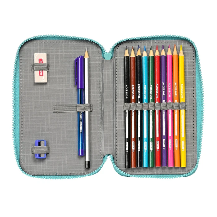 Κασετίνα για τα Μολύβια Baby Shark Surfing Μπλε Λευκό 12.5 x 19.5 x 4 cm (28 Τεμάχια)