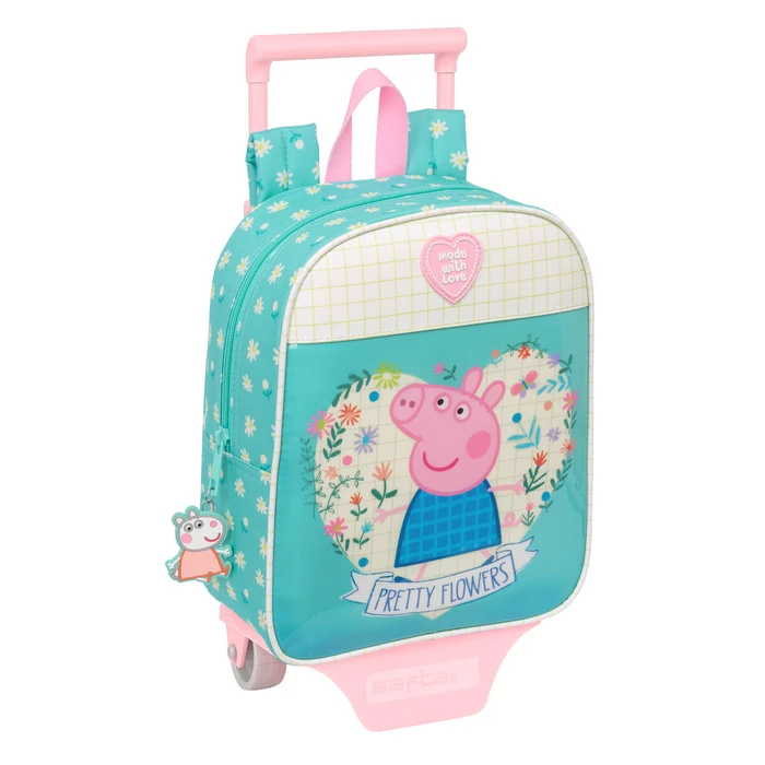 Σχολική Τσάντα με Ρόδες Peppa Pig Pretty flowers Κίτρινο Μέντα 22 x 27 x 10 cm