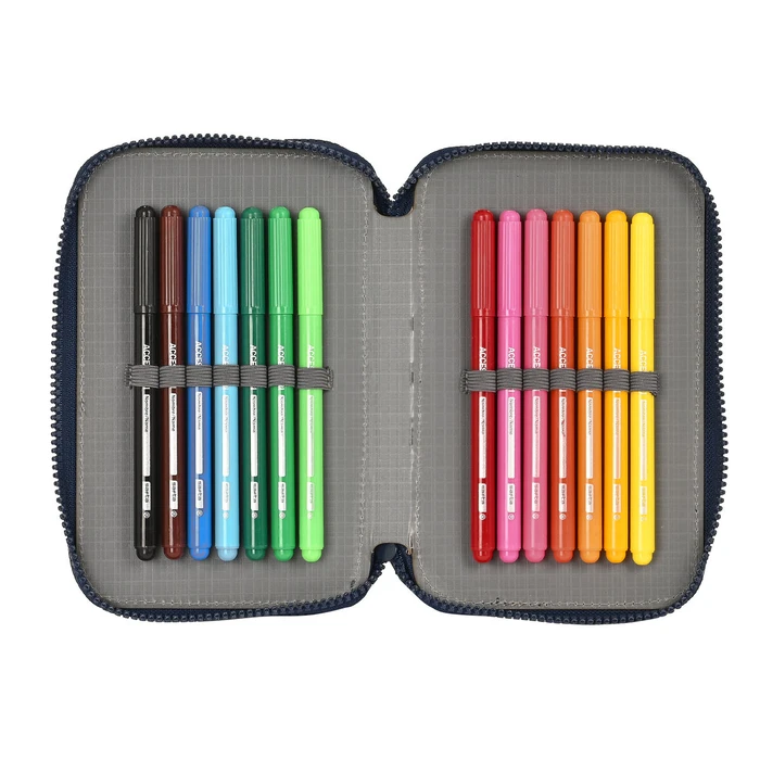 Κασετίνα για τα Μολύβια Munich Flash Ναυτικό Μπλε 12.5 x 19.5 x 4 cm (28 Τεμάχια)