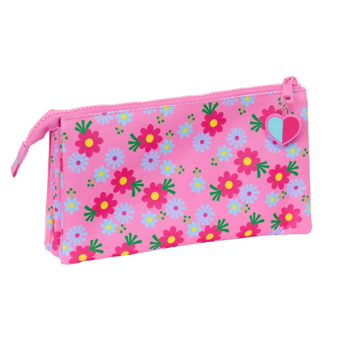 Τριπλή Κασετίνα Trolls Ροζ 22 x 12 x 3 cm