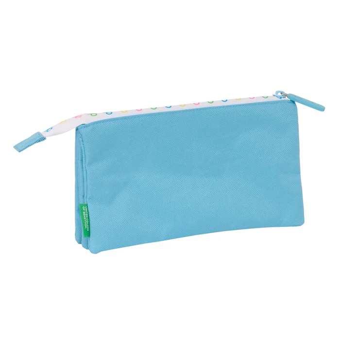 Τριπλή Κασετίνα Benetton Spring Sky μπλε 22 x 12 x 3 cm