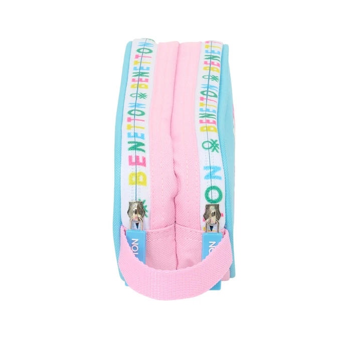 Διπλή Κασετίνα Benetton Unique Ροζ Τυρκουάζ 21 x 8 x 6 cm