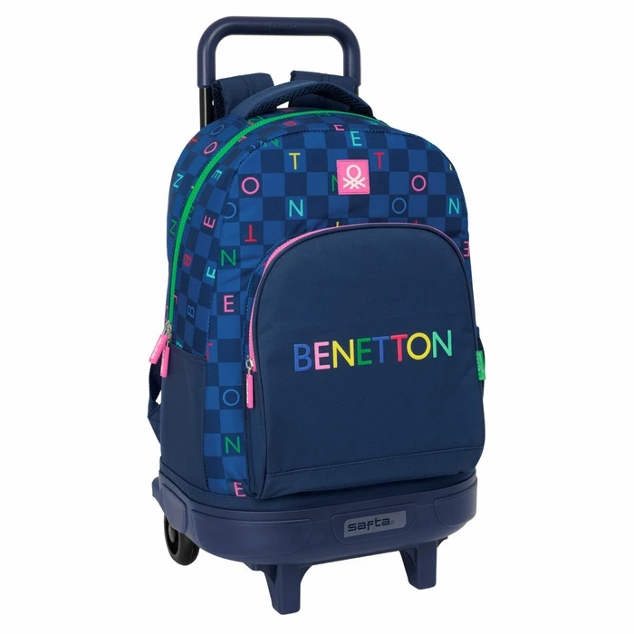 Σχολική Τσάντα με Ρόδες Benetton Damero Ναυτικό Μπλε 33 x 45 x 22 cm