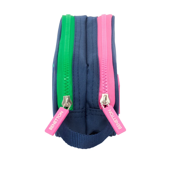 Διπλή Κασετίνα Benetton Damero Ναυτικό Μπλε 21 x 8 x 6 cm