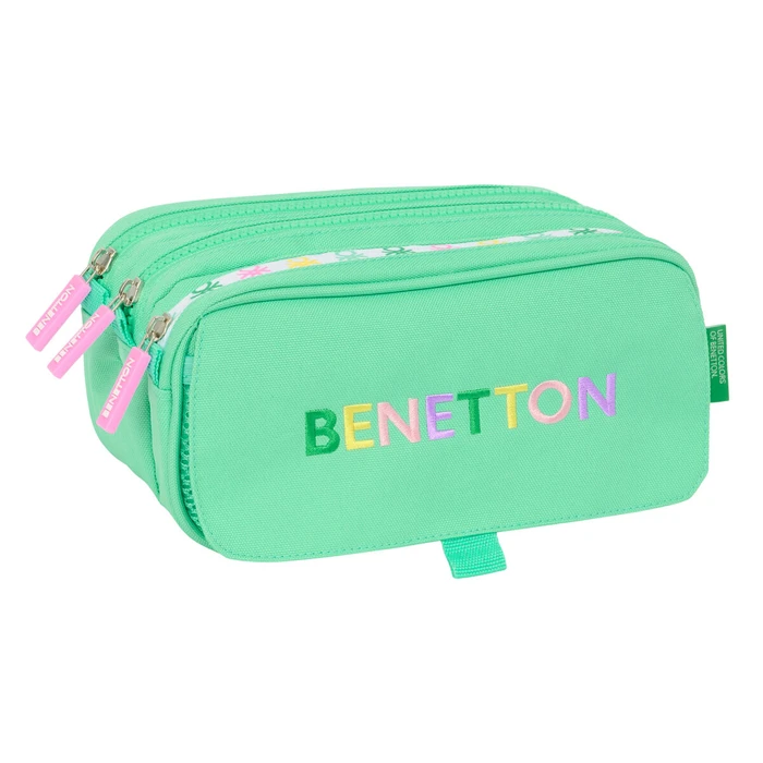 Τριπλή Κασετίνα Benetton Mint Πράσινο 21,5 x 10 x 8 cm