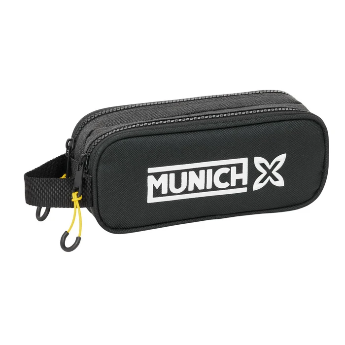 Διπλή Κασετίνα Munich Topo Μαύρο 21 x 8 x 6 cm