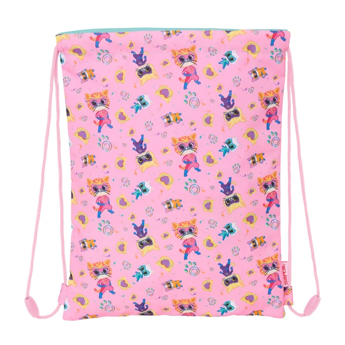 Παιδική Τσάντα με Σχοινιά SuperKitties Ροζ Τυρκουάζ 26 x 34 x 1 cm
