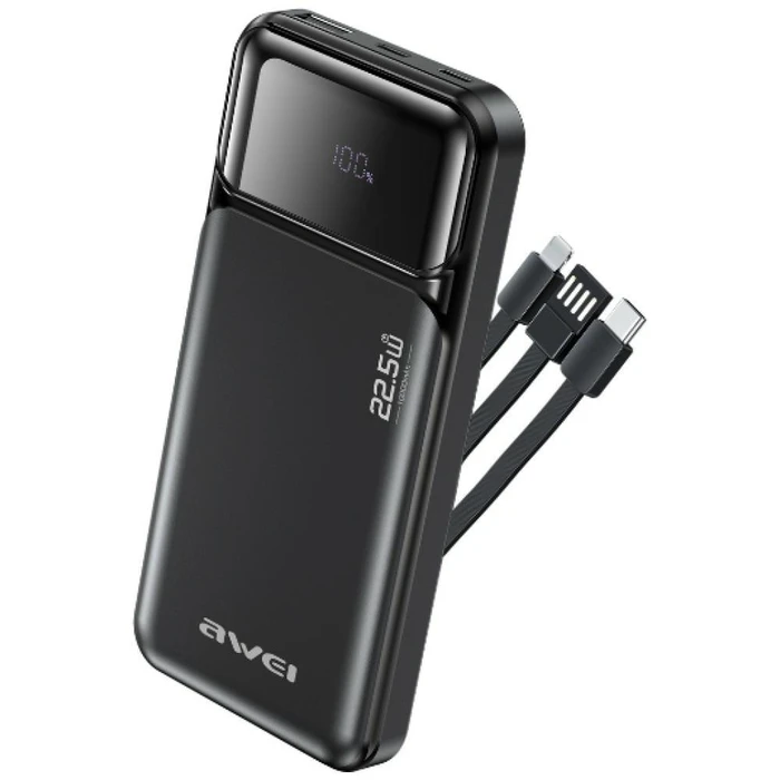AWEI PA-91 10000mAh Powerbank 22.5W PD 2xUSB-C black + cable