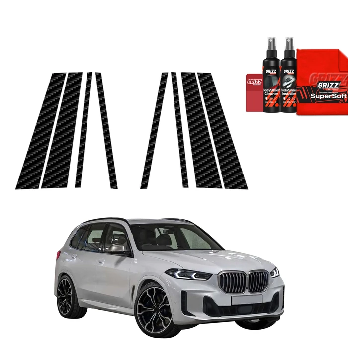 GrizzGlass BodyShield Carbon Car Pillars Protective Film BMW X5 G05 (2023-2026) [8in1]