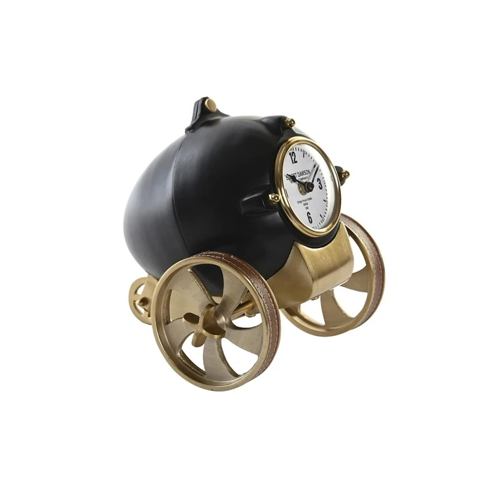 Ρολόι Bordklokke DKD Home Decor 20,5 x 20,5 x 21,5 cm Μαύρο Χρυσό Αλουμίνιο Ρητίνη Αποικιακό