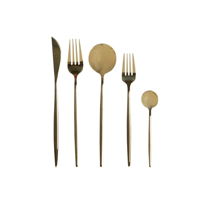 DKD Home Decor Μαχαιροπίρουνα Χρυσό Ανοξείδωτο ατσάλι 20 Τεμάχια