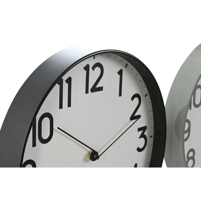 Ρολόι Τοίχου Home ESPRIT Μαύρο Γκρι PVC 30 x 4 x 30 cm (x2) 