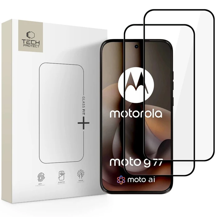 Tech-Protect Glass Fit+ Motorola Moto G67 / G77 / G87 Black [2 PACK]