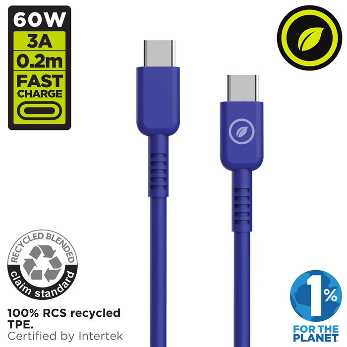 Καλώδιο USB-C σε USB-C Muvit for Change Μπλε 1,2 m