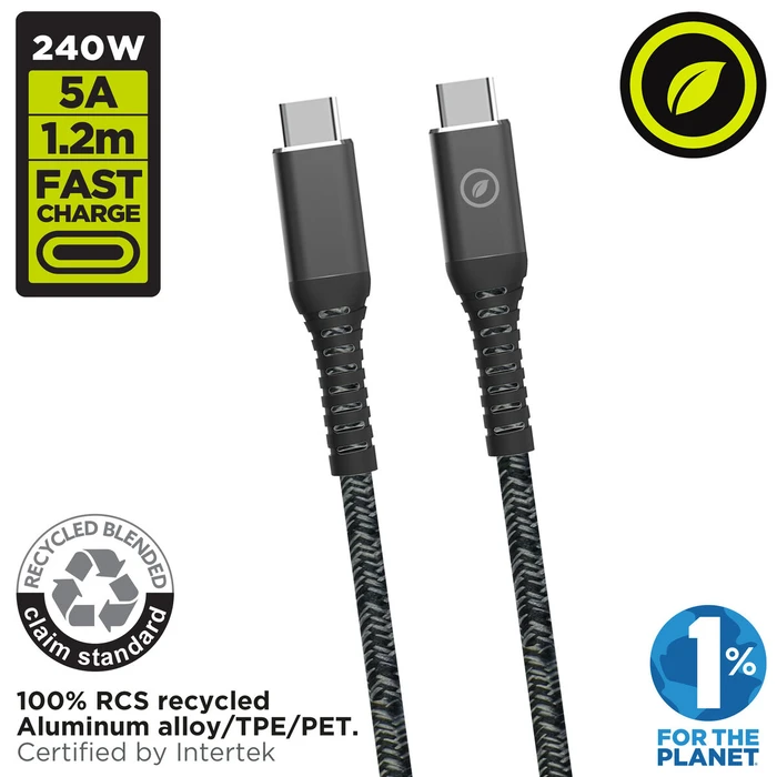 Καλώδιο USB-C σε USB-C Muvit for Change Μαύρο 1,2 m