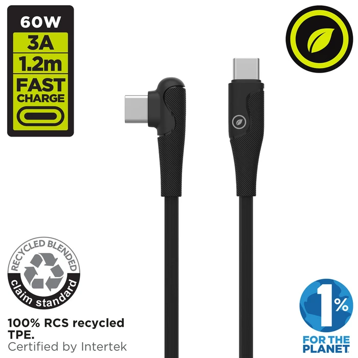 Καλώδιο USB-C σε USB-C Muvit for Change Μαύρο 1,2 m