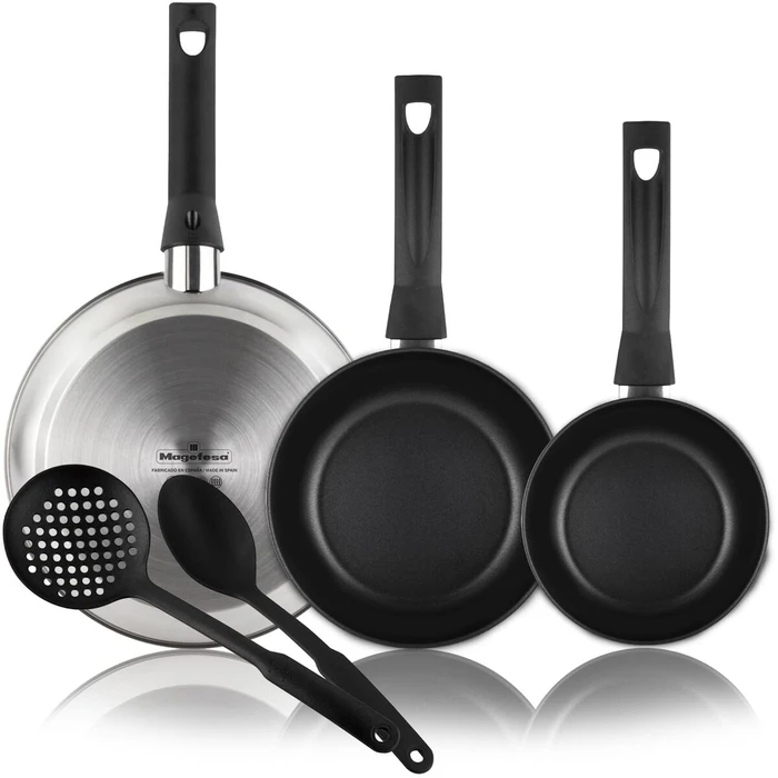 Magefesa Frying Pan Silver Stainless Steel ? 24 cm ? 20 cm ? 28 cm 3 Pieces