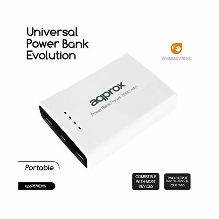 Power Bank Approx APPPB78EVW 7800 mAh 2 x USB Micro USB 5 V 1-2 A