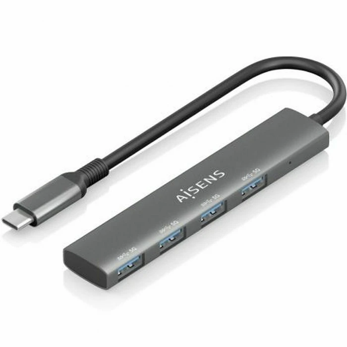 Aisens USB 2.0 Hub 4 Θυρών με σύνδεση USB-A Γκρι (A109-0943)