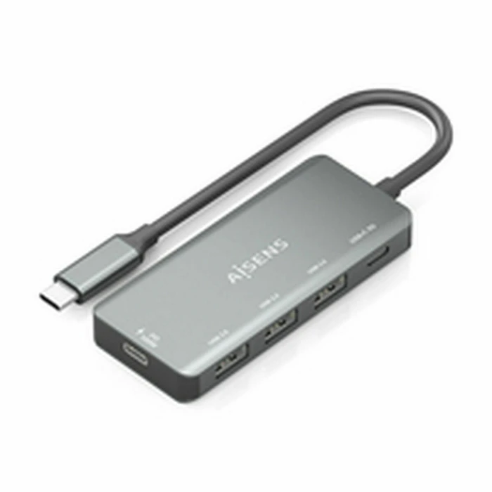 Aisens USB 2.0 Hub 4 Θυρών με σύνδεση USB-C / Ethernet Γκρι A109-0945