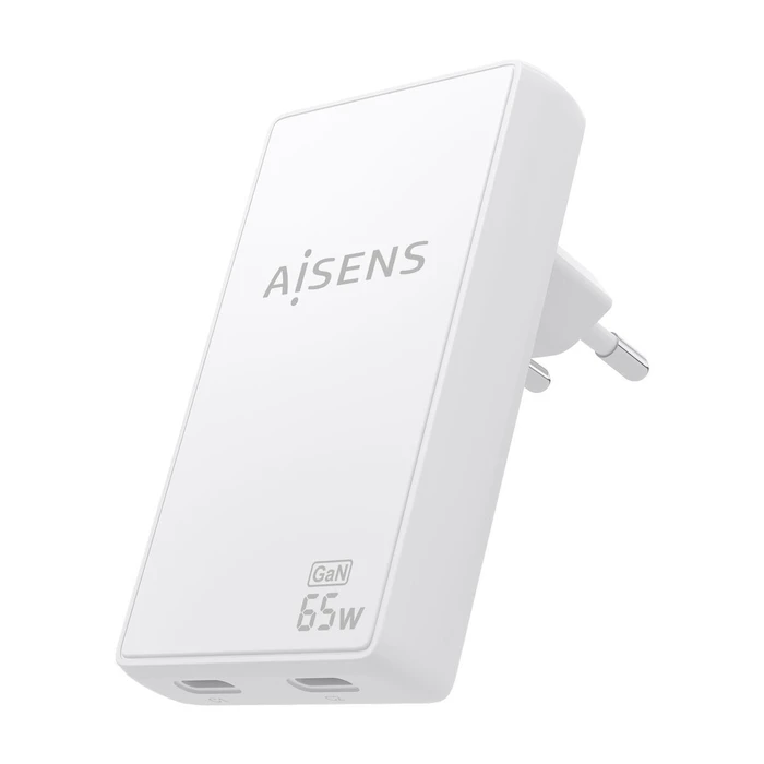 Φορτιστής Τοίχου Aisens ASCH-65W2P077-W Λευκό 65 W
