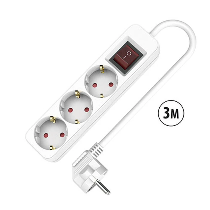 TM Electron Πολύπριζο με Διακόπτη 3 Θέσεων Λευκό 3680 W 3 m